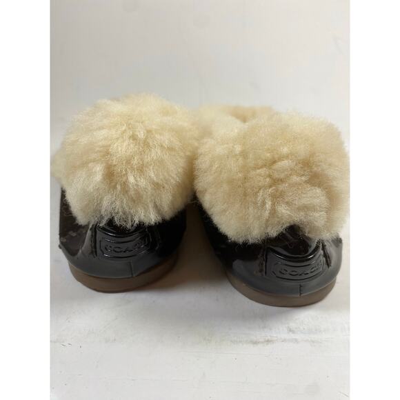 Coach Arleen Moccasins Shearling Fur Brown Slippers 9W NEW - Picture 8 of 11